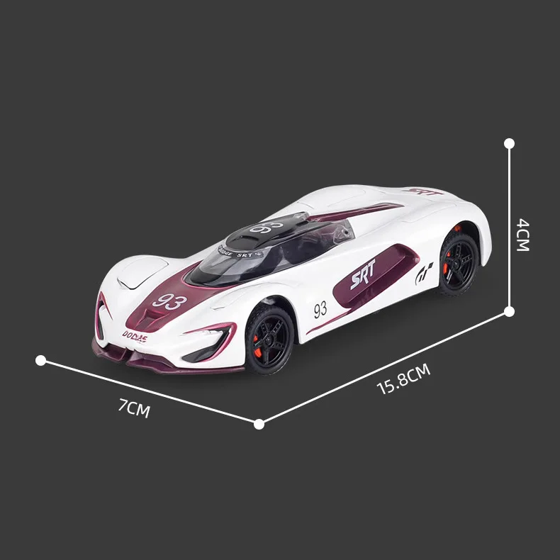 1:32 Dodge SRT Alloy Car Model Sound Light Pull Back Metal Toy Vehicle Boy Gift Collection Miniature Voiture