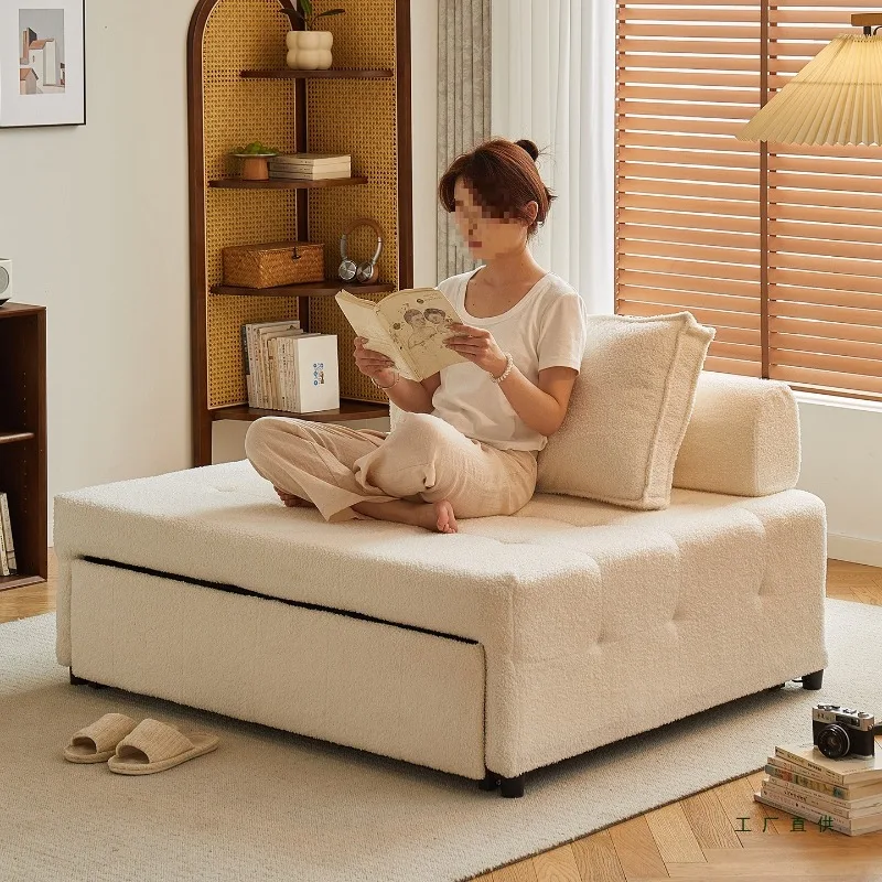 Single sofa bed folding, small apartment living room multi-functional two-in-one pull-out telescopic