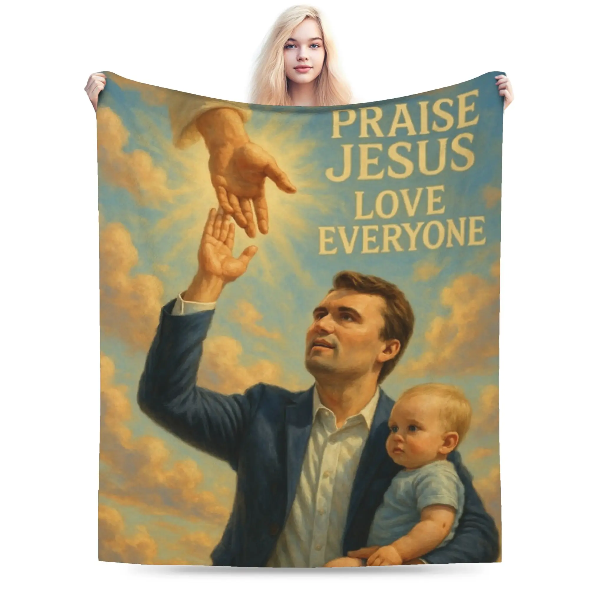 

Charlie Kirk PRAISE JESUS LOVE EVERYONE Flannel Blankets Boy Girl Soft Bedding Throws Spring Chair Bedspread Sofa Bed Cover