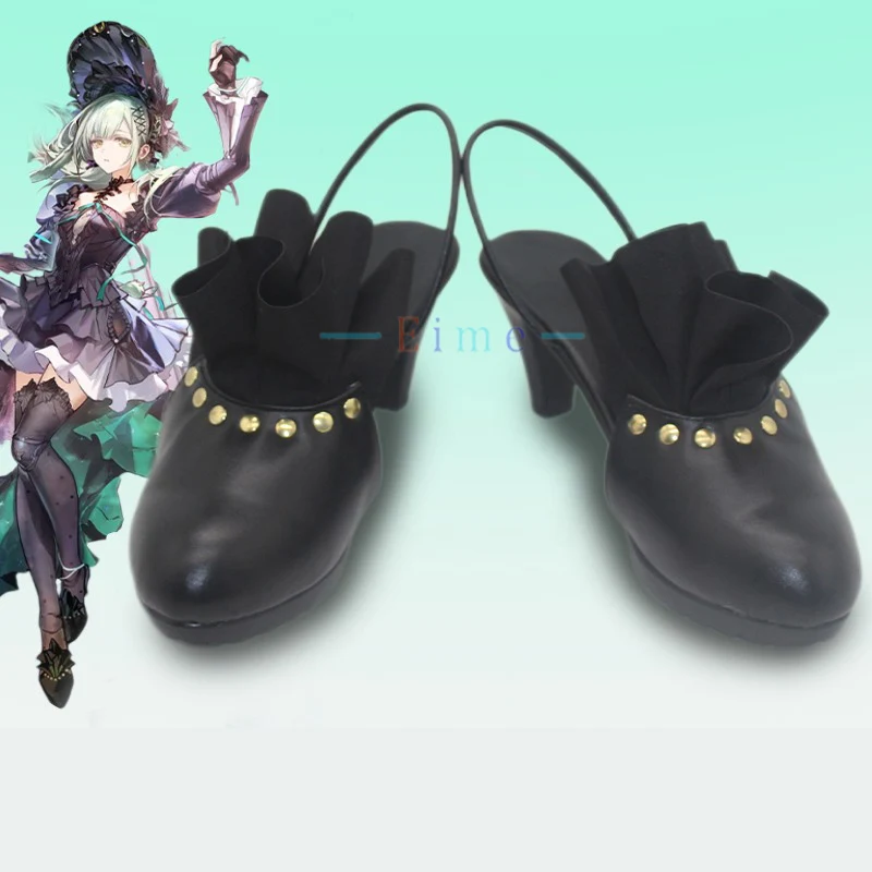 若々しい緋色のコスプレ靴黒ブーツゲームアークナイツアクセサリーハロウィンパーティーロールプレイ靴カスタムメイド