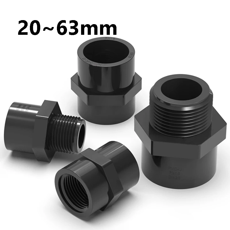 20mm ~ 63mm pvc macho/fêmea conector rápido reto para irrigação de jardim acessórios de tubulação de água de aquário