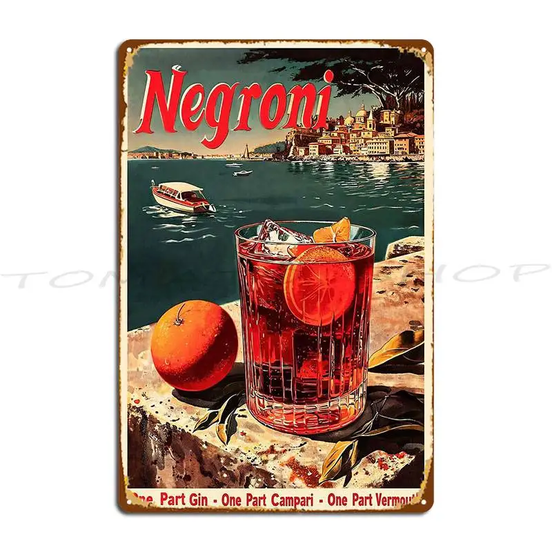 Vintage Negroni Cocktail Metal Sign Plaques Cinema Wall Decor Pub Mural Decoration Character Tin Sign Poster