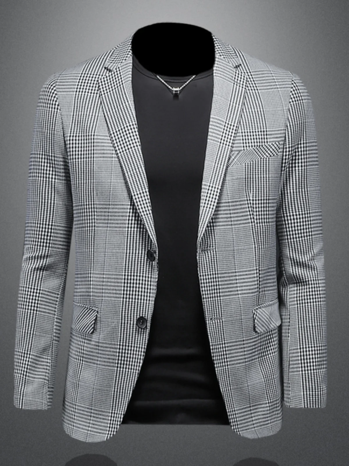 

Новая весенняя мужская повседневная куртка-пиджак в клетку на двух пуговицах, приталенная, модная, для отдыха и делового стиля