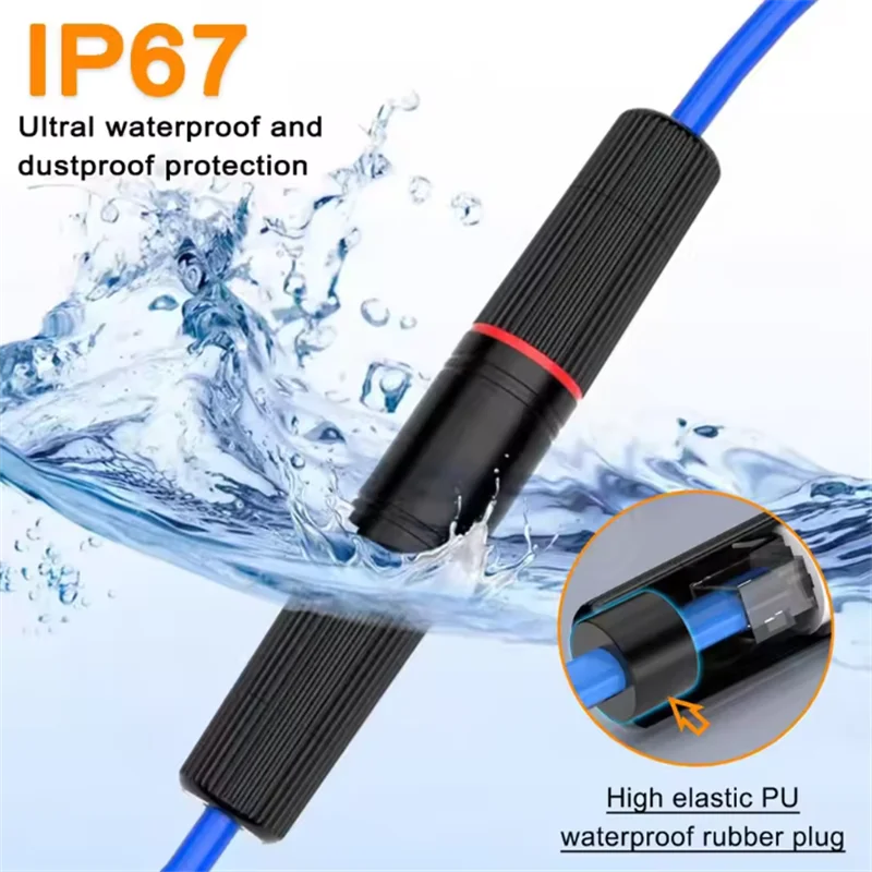 AOKIN RJ45 Connector Waterproof IP67 Ethernet Network Cable Connector Coupler Outdoor Lan Coupler Adapter Female for Cat5e CAT6