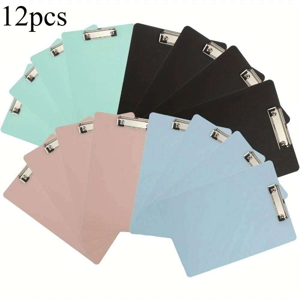 12-pezzi-di-portablocco-a4-portablocco-in-plastica-a4-portablocco-colorati-a4-con-clip-a-basso-profilo-e-morsetto-in-metallo-gommato