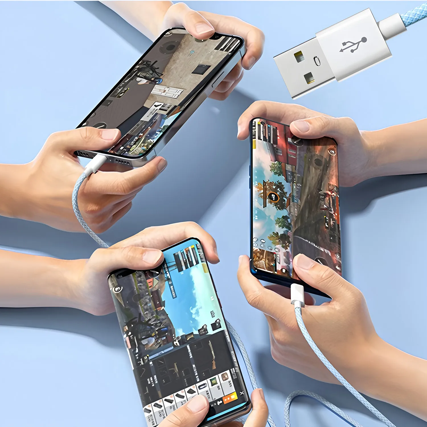 3-in-1 USB C Charging Cable for iPhone for Samsung for Android 6A Fast Charge Type-C for Micro USB 1M Quick Charger Cord