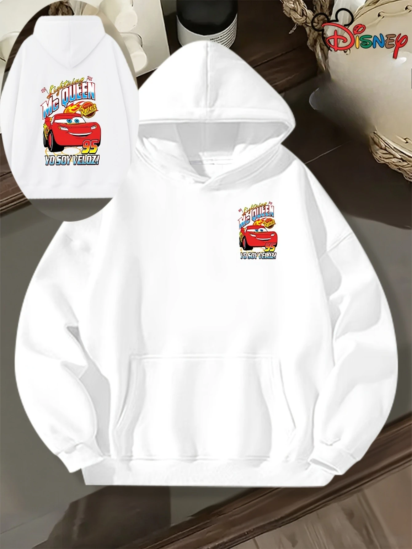 هودي ديزني لايتنينج ماكوين - ملابس رياضية بغطاء للرأس للأولاد والبنات، تصميم مرح، قماش مريح، ملابس رياضية محايدة