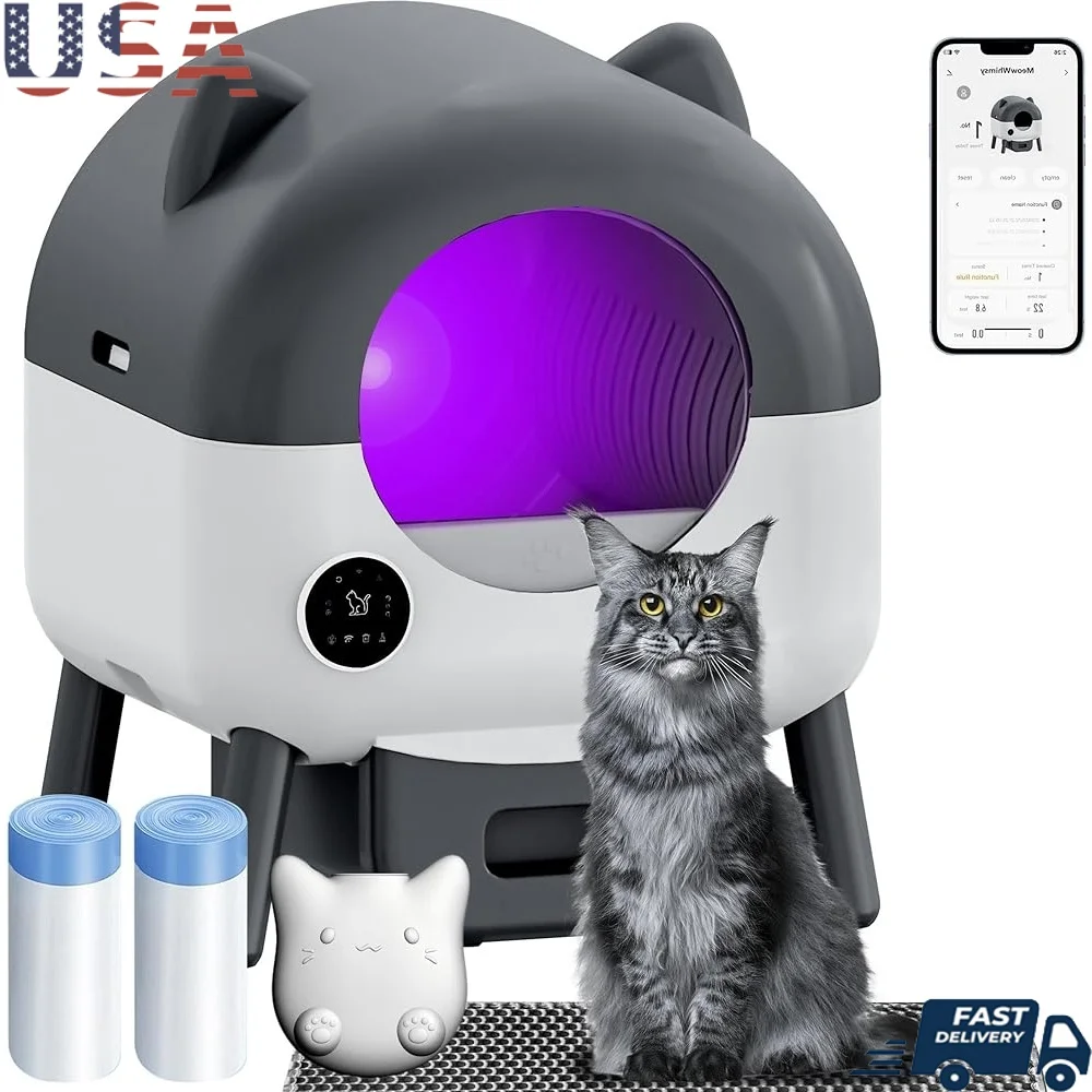 

Automatic Self Cleaning Cat Litter Box Extra Large Odor Control Smart App Enabled Electric Kitty Box Hassle-Free Pet Care