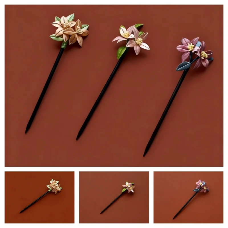 

Fascinators Peach Blossom Hair Accessories- Handmade Intangible Cultural Heritage - ChineseStyle Hair Fork- Hair Pin Gifts