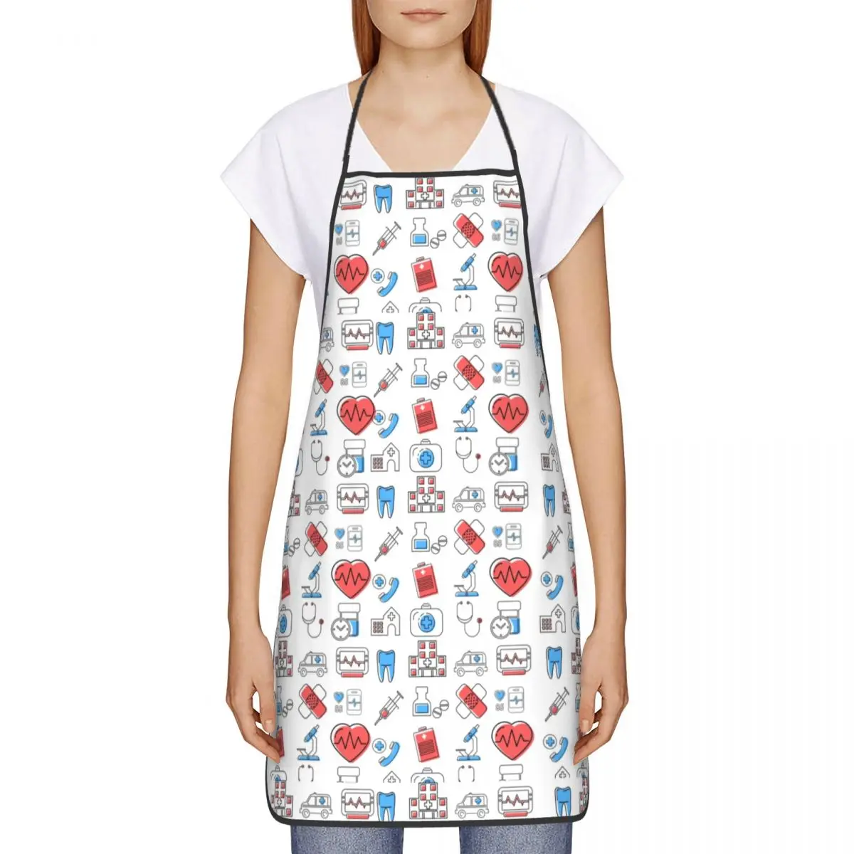 Funny Medical Nurse Pattern Funny Apron for Women Men Adult Unisex Kitchen Chef Bib Tablier Cuisine Cooking Baking Gardening