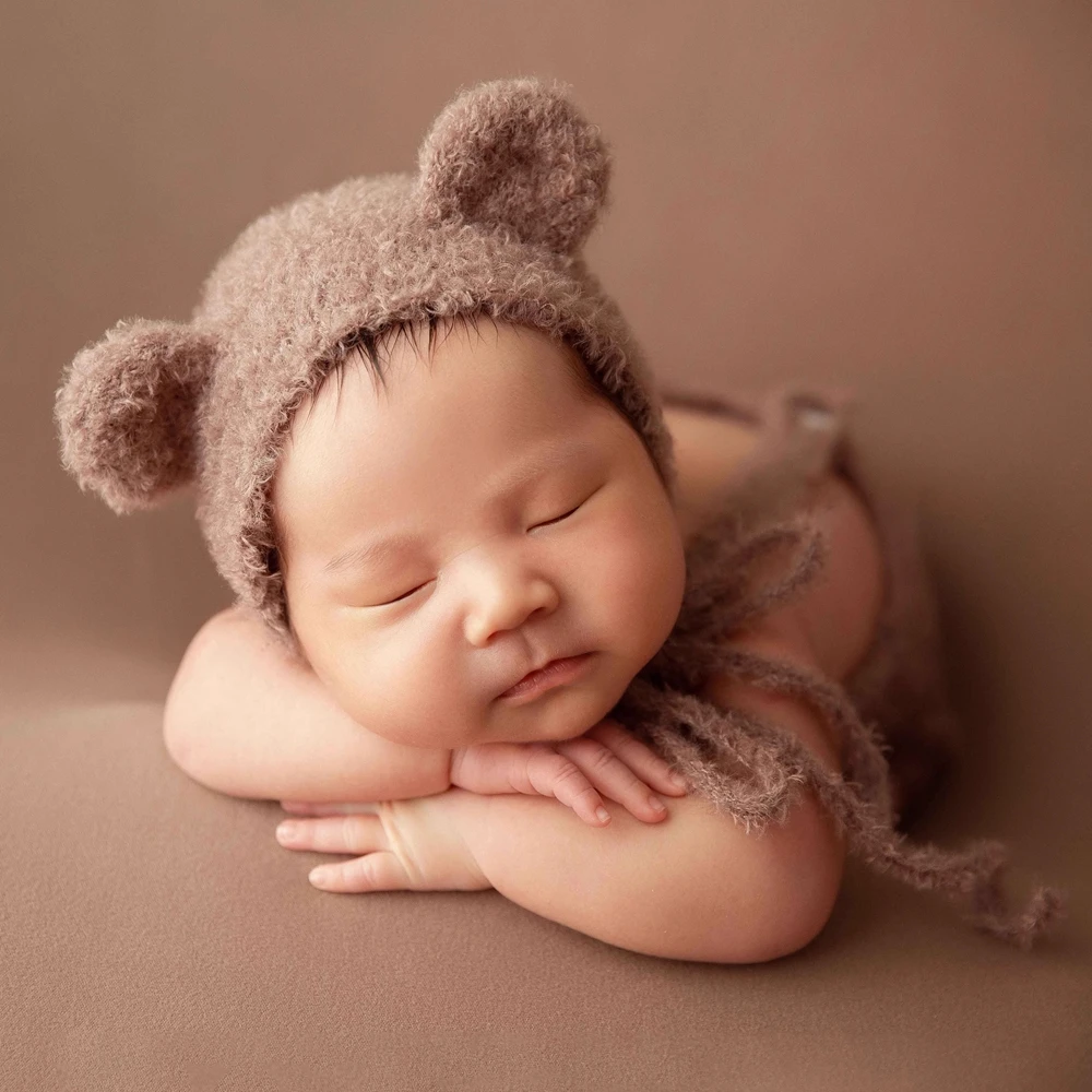 Bear Newborn Photography Outfit Knitted Newborn Boy Photoshoot Outfit Baby Boy Accessories Baby Costume Shooting Accessories