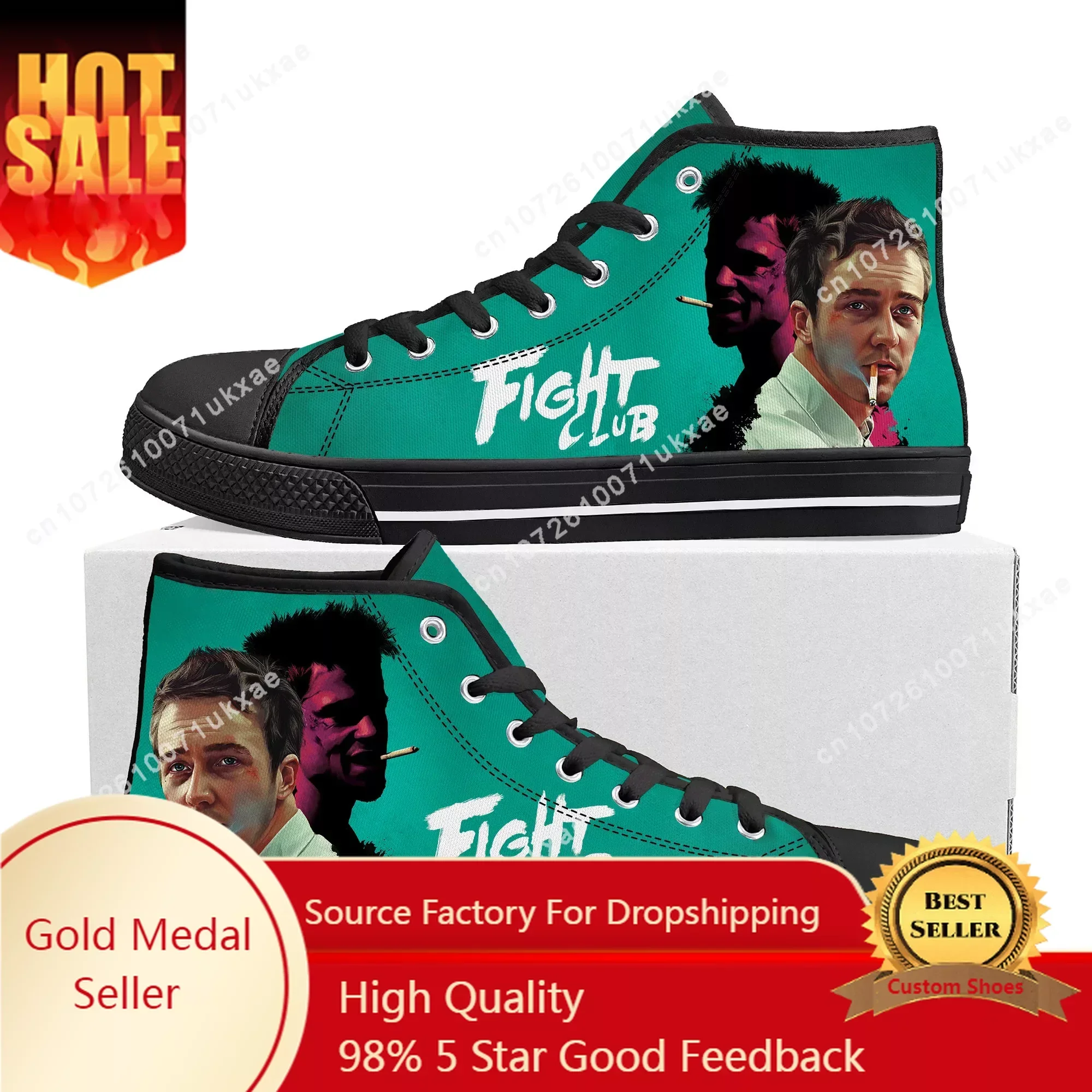 

Fight Club Brad Pitt movie High Top Sneakers Mens Womens Teenager Canvas Sneaker Casual Custom Made Shoes Customize DIY Shoe