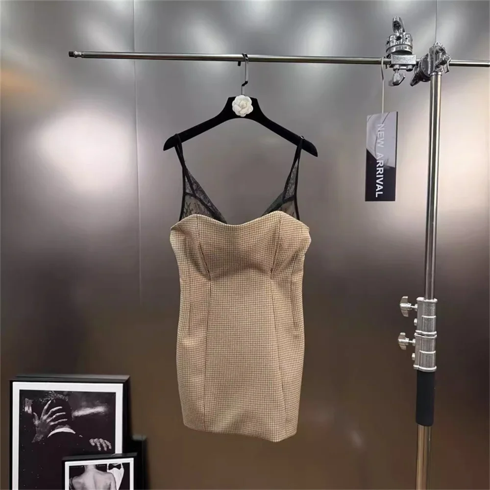 فستان نسائي صيفي بحمالات لعام 2025، لوحة شبكية، مشد، مثير، فستان نسائي، Y2K موضة جديدة، جودة عالية، حمالة صدر فستان الحفلات #1