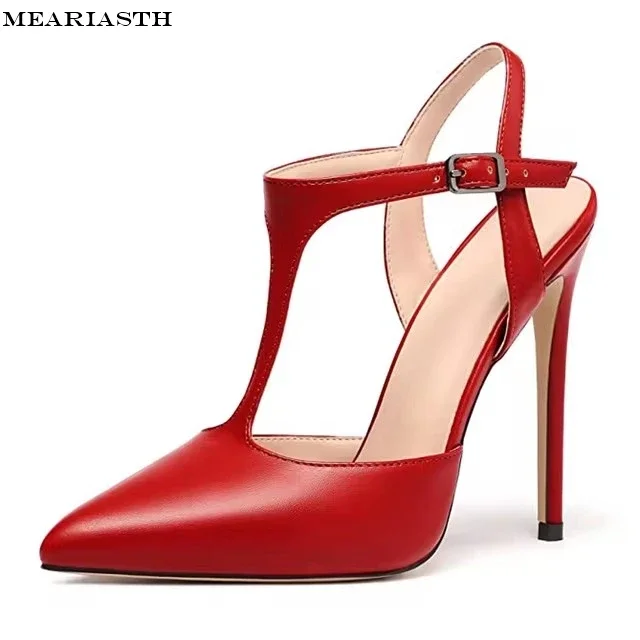 

Women's Pointed Toe High Heel12cm Pumps T-Strap Dress Shoes Stilettos Heels Zapatos De Mujer Women Shoes Big Size 34-44