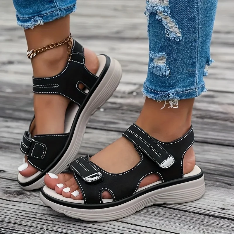 Summer Wedge Sandals for Women 2025 New Fashion Non Slip Beach Shoes Woman Lightweight Casual Platform Plus Size Sandals Women image 2