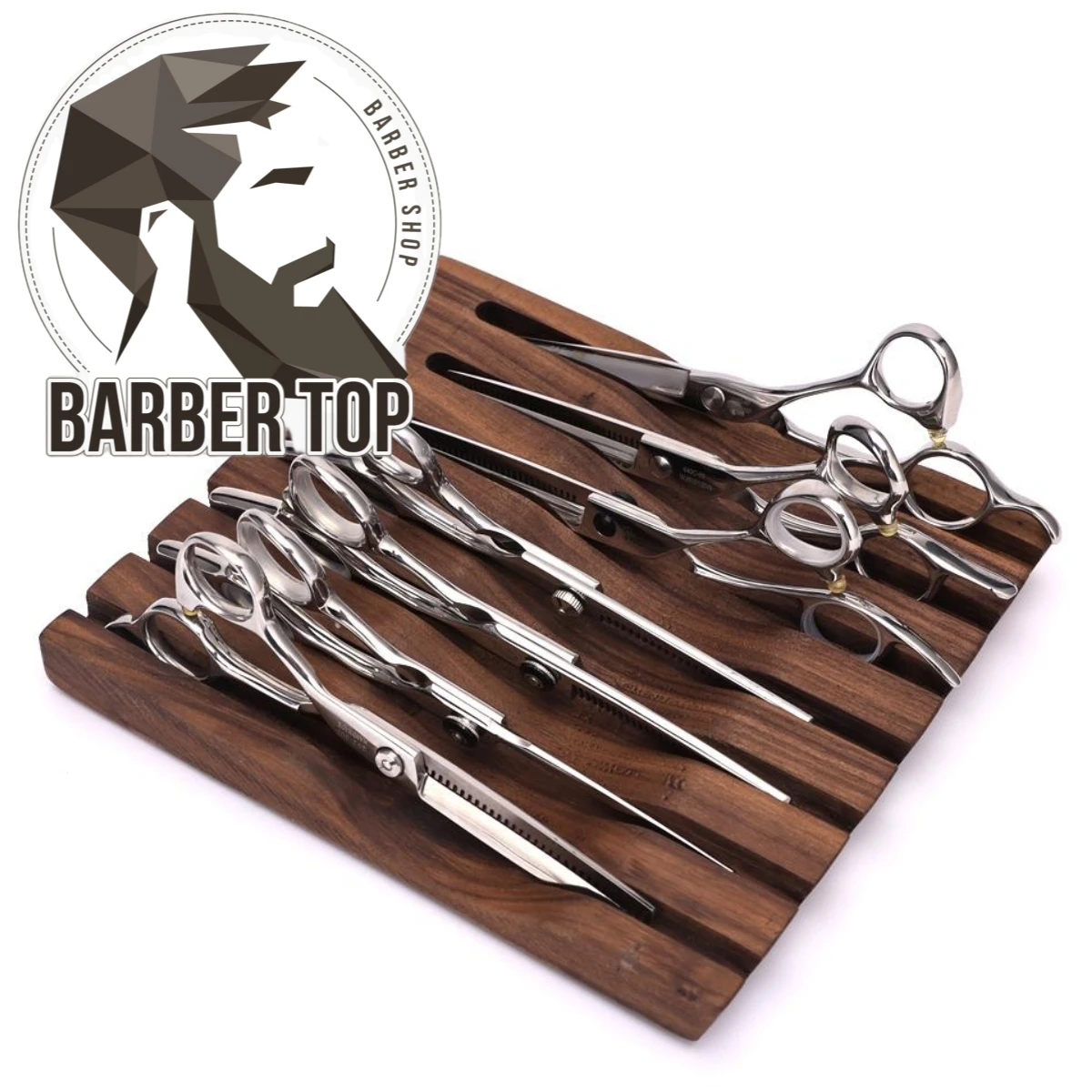 7 Card Wooden Scissors Display Rack Hairdressing Scissors Storage Tray Barbershop Razor Combs Organizer Salon Supplies