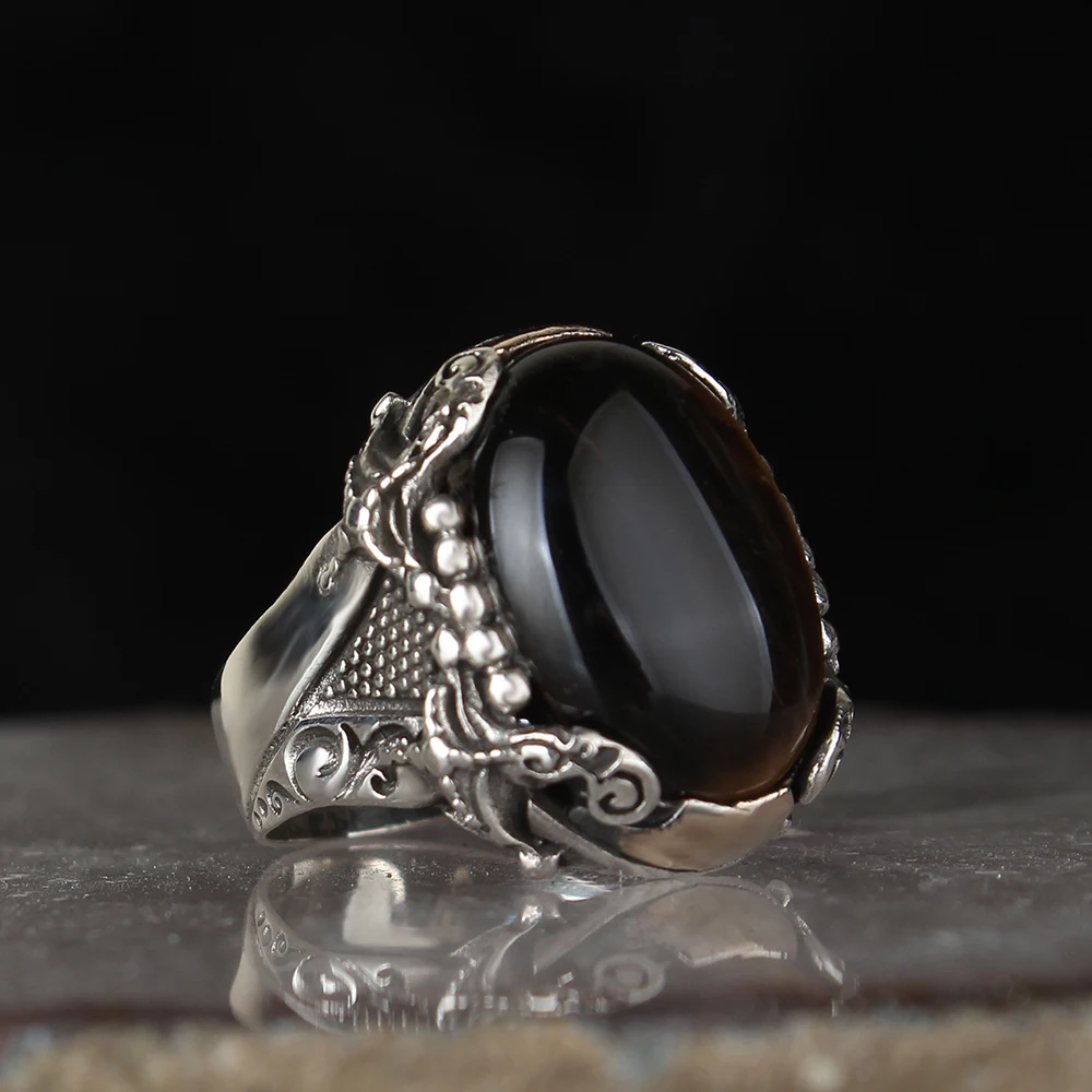 

Sword Model Tiger 'S Eye Gemstone 925 Sterling Silver Ring