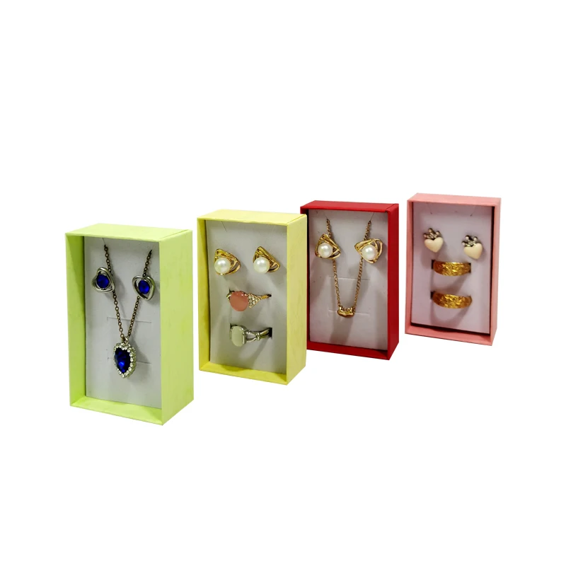 12 pezzi di alta qualità anello di carta collana Set gioielli collana orecchini confezione rettangolare confezione regalo 5*8*2.5cm