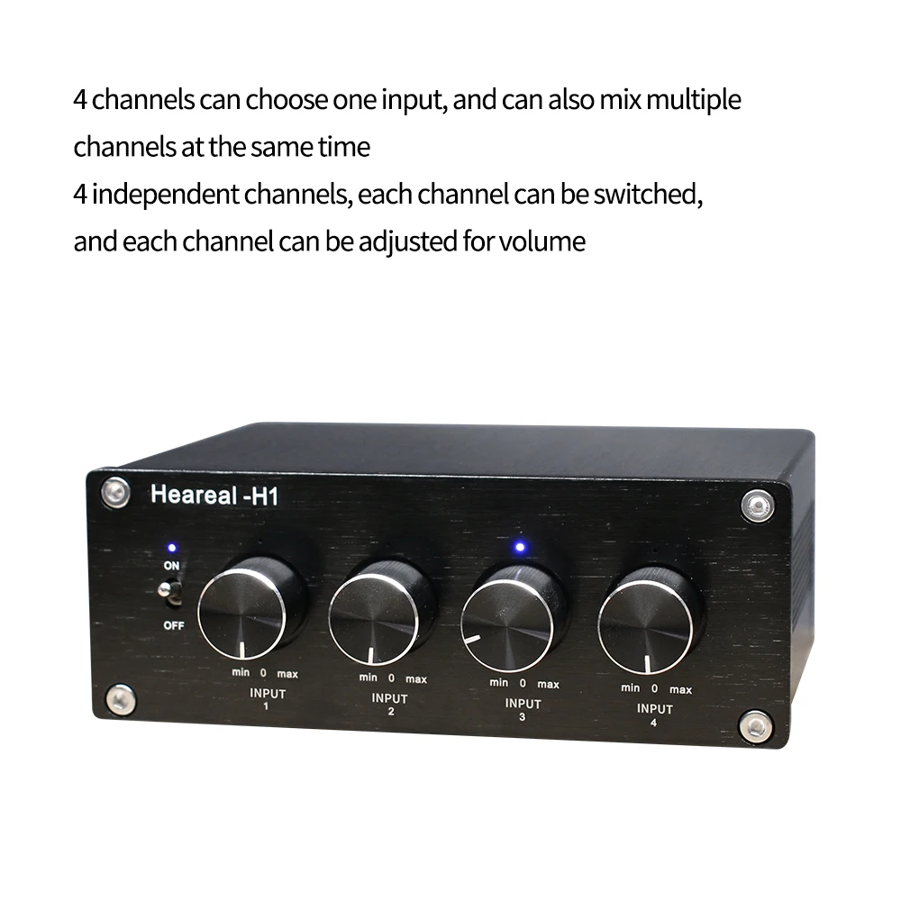 DC12V 4 Vào 1 Ra Âm Thanh Không Tín Hiệu Switcher Hoạt Động Loa Bộ Chia Điều Chỉnh Nút Chọn Hộp Cho Nhà Khuếch Đại