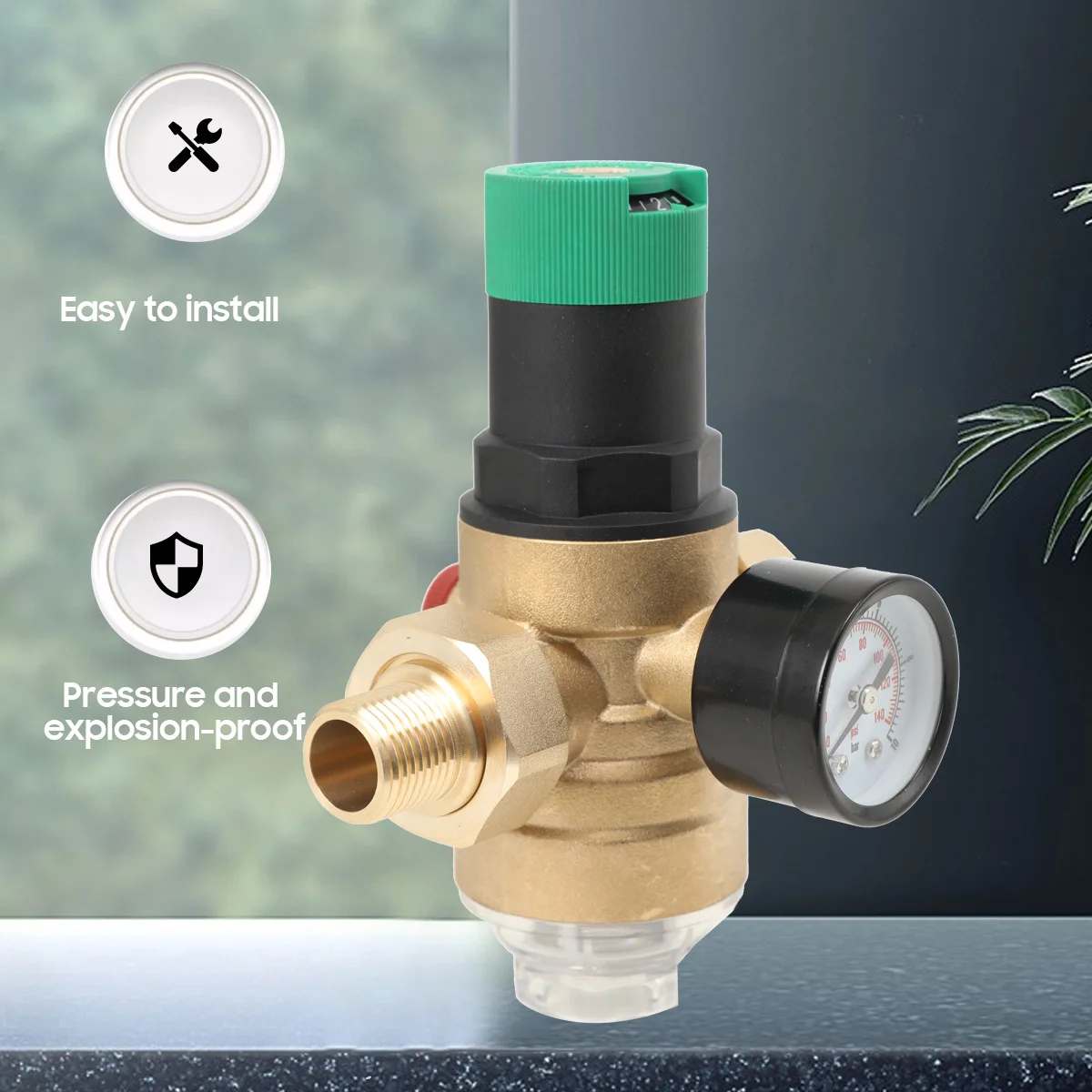 Wasserdruckminderer DN15/DN25 Wasserdruckregelventil Messing Druckminderventil mit Manometer Mesh Filter – Detail 11