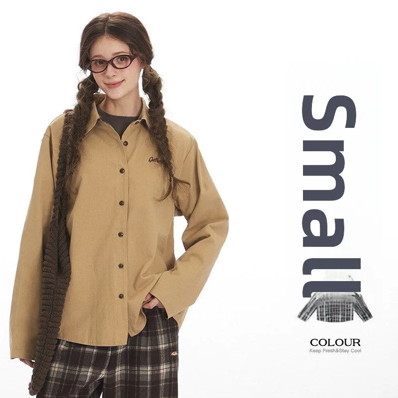 

HeyHenry2025 ex Свободный длинный све irt Повседневный клетчатый узор Весна Осень Носимый тонкий кардиган из смеси хлопка из полиэстера