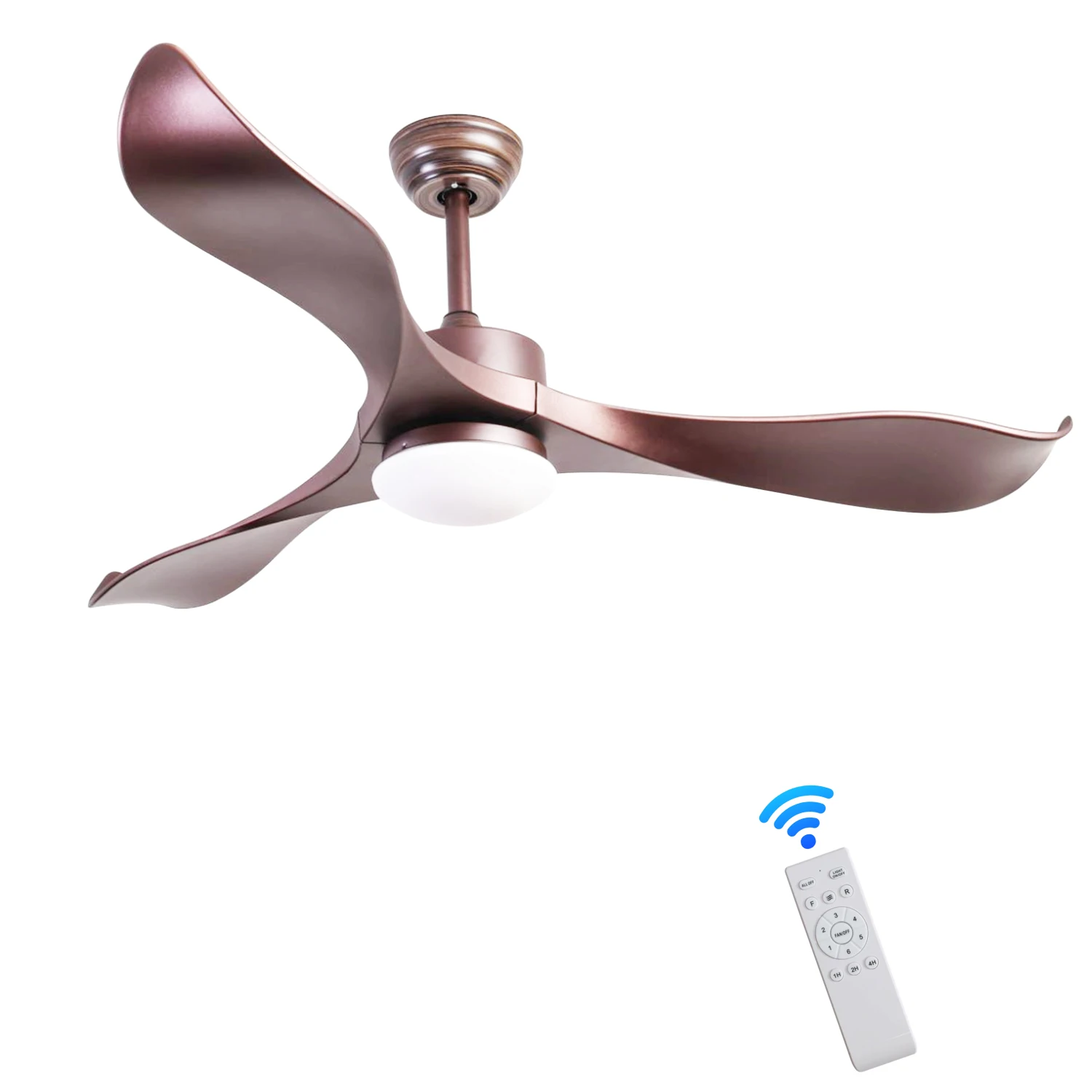 52inch Ceiling Fans with Lights, 3 ABS Fan Blades, Classical Style Fan with Remote Control, Noiseless Reversible DC Motor for Pa