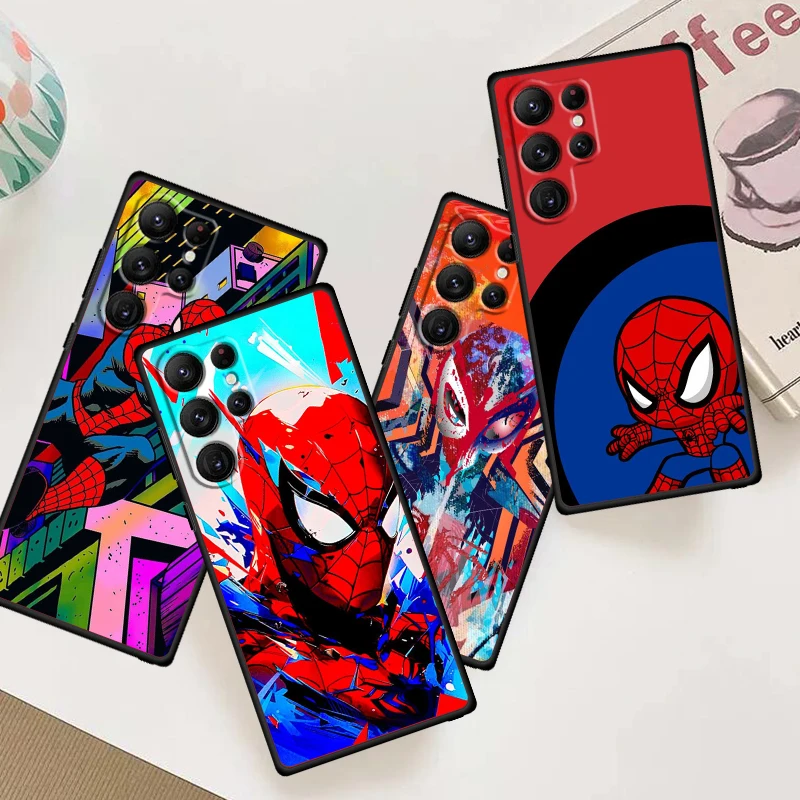 Marvel Avengers Spider-Man For Samsung Galaxy S24 S23 S22 S21 S20 FE S10 S10E Plus Ultra Pro Lite 5G Black TPU Phone Case