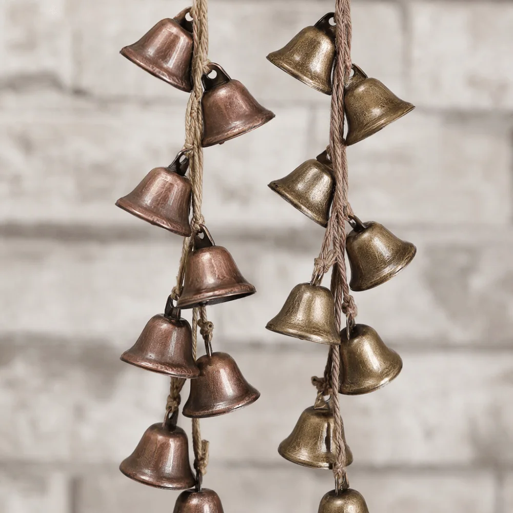 2pcs Boho Iron Wind Chimes Decor Red Bronze Bronze 16.54 in Door Knob Bells 8 Bells Witchcraft Supplies Boho Decor