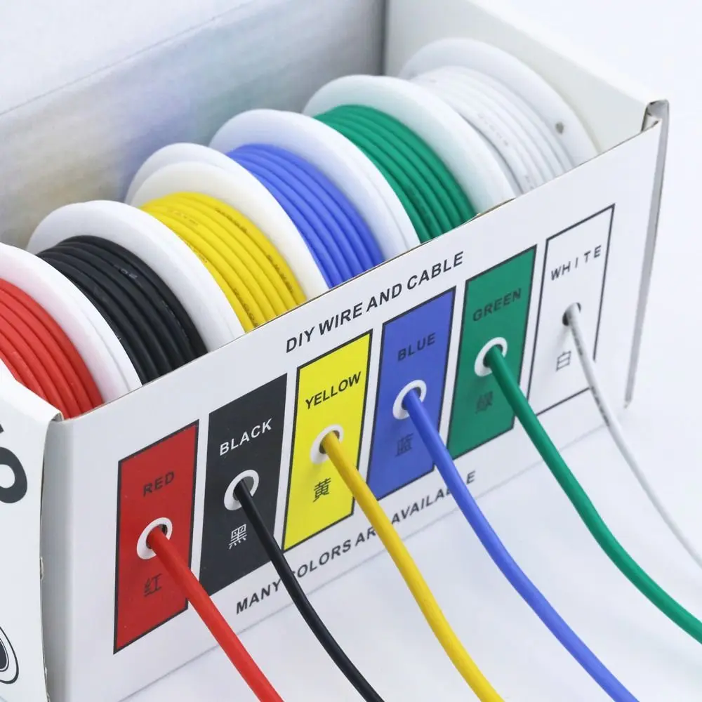 6 Colors AWG Electric Wire Solid Cable Tinned Copper Silicone Stranded Electric Wires Widely Utilized Universal