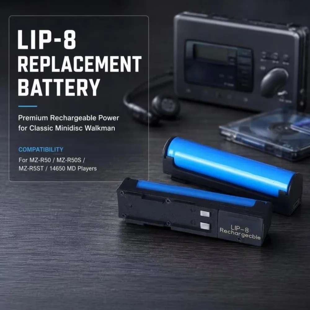 LIP-8 3.7V Rechargeable Li-ion Battery Cell for Sony MZ-R50 MZ-R50S MZ-R5ST 14650 MD Player Stable Safe Long Cycle Life Pack