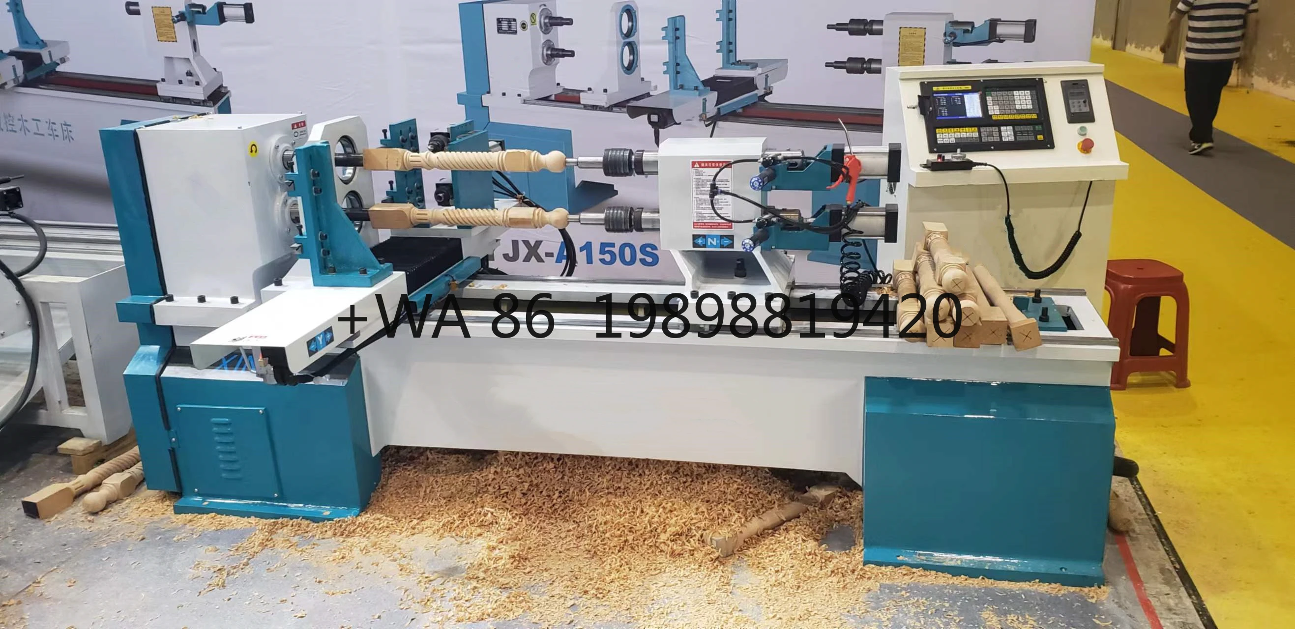 CNC Control Engraving Wood Leg Lathe Machine Double-Spindle Automatic