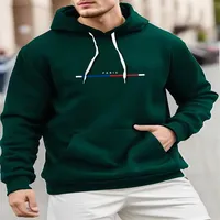 Men's fashionable casual long sleeved hooded loose plus size pullover hooded street sports shirt printed hooded sweatshirt