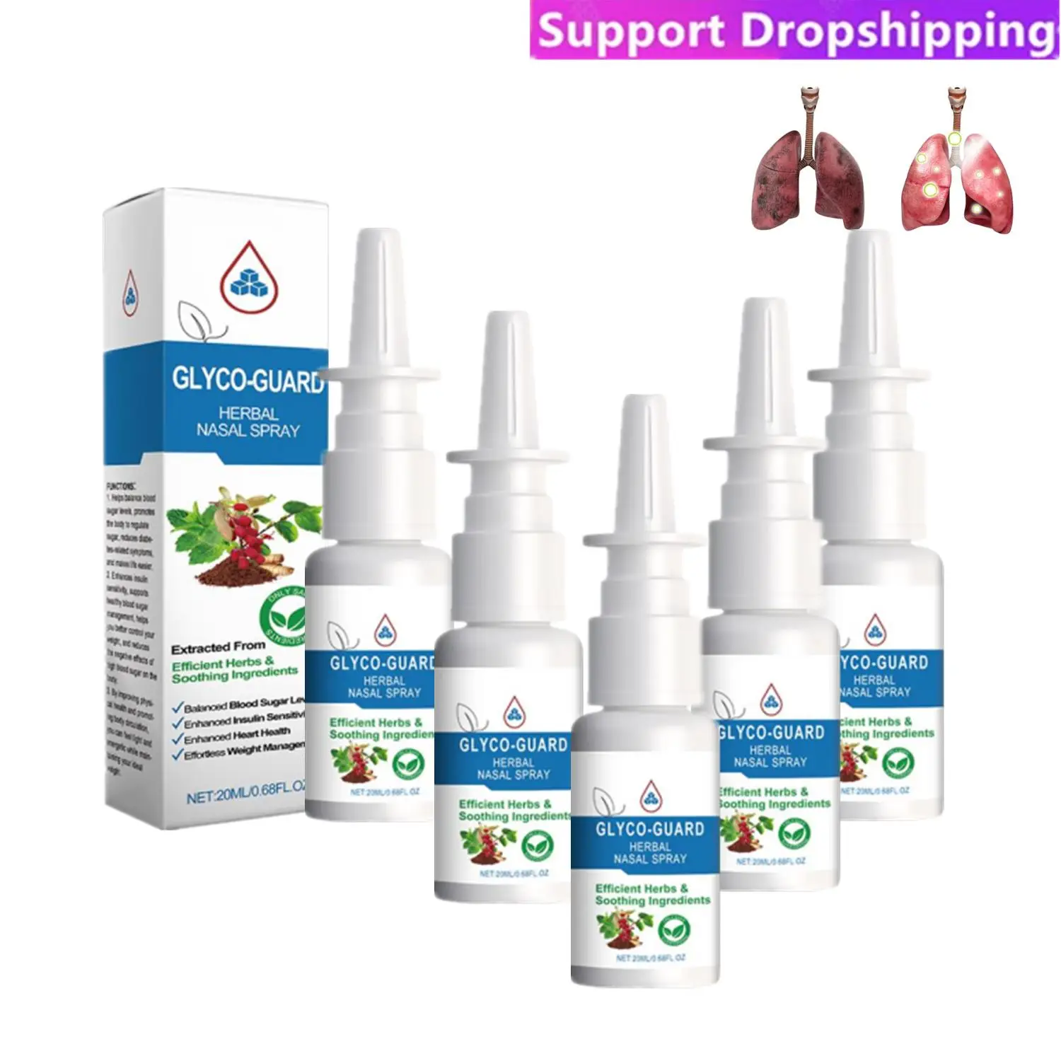 5Pcs 20ml Herbal Nasal Spray Natural Nose Spray For Reduce Snoring Nasal Cleaning And Hydration Nose Spray Breathe Well