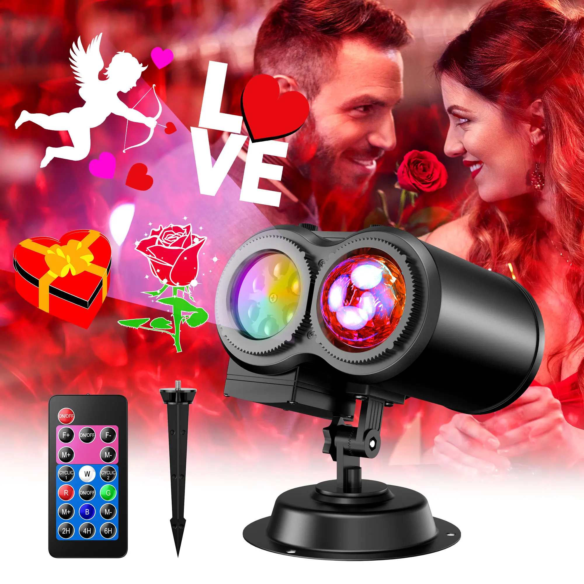 2 في 1 أضواء جهاز عرض عيد الميلاد للهالوين في الهواء الطلق 12 شريحة عالية الدقة ومصباح موجة المياه بأنماط ألوان ومؤقت وجهاز تحكم عن بعد للحفلات