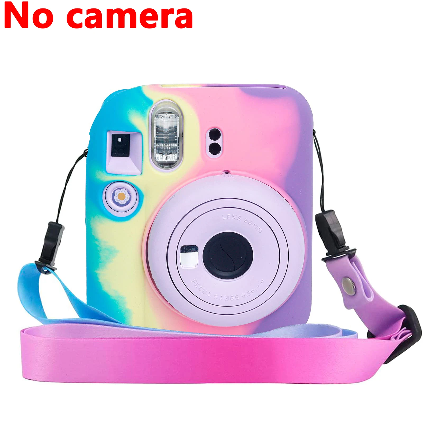

1 шт. силиконовый защитный чехол для мгновенной камеры Instax Mini 12 с регулируемым ремешком - темный градиент (камера в комплект не входит)