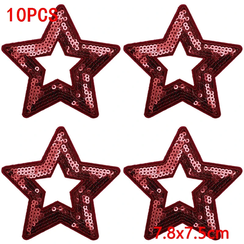 10 Stück Cheerleading-Pailletten-Stern-Aufnäher zum Aufbügeln für Kleidung, Cheer-Schleifen-Herz-Applikationen für Jacken, DIY – Detail 27
