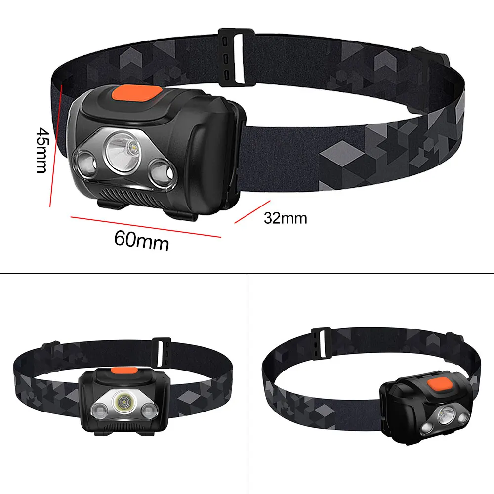 Outdoor Camping Running Headlight Dual Light Source Lighting Flashlight Fishing Headlight