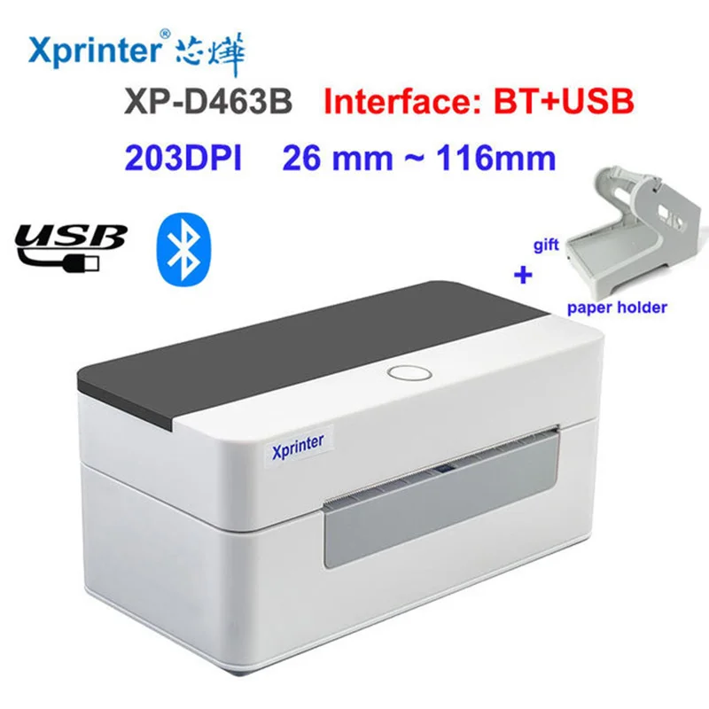 Xprinter Shipping Label Printer with Holder for Logistics Packages High Speed Thermal Commercial Barcode Marker for Ship Station