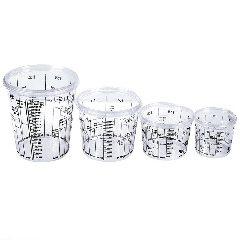 Disposable Graduated Clear Plastic Paint Mixing Cups Calibrated Mixing Ratios Measuing Cups For Paint Resin Tools