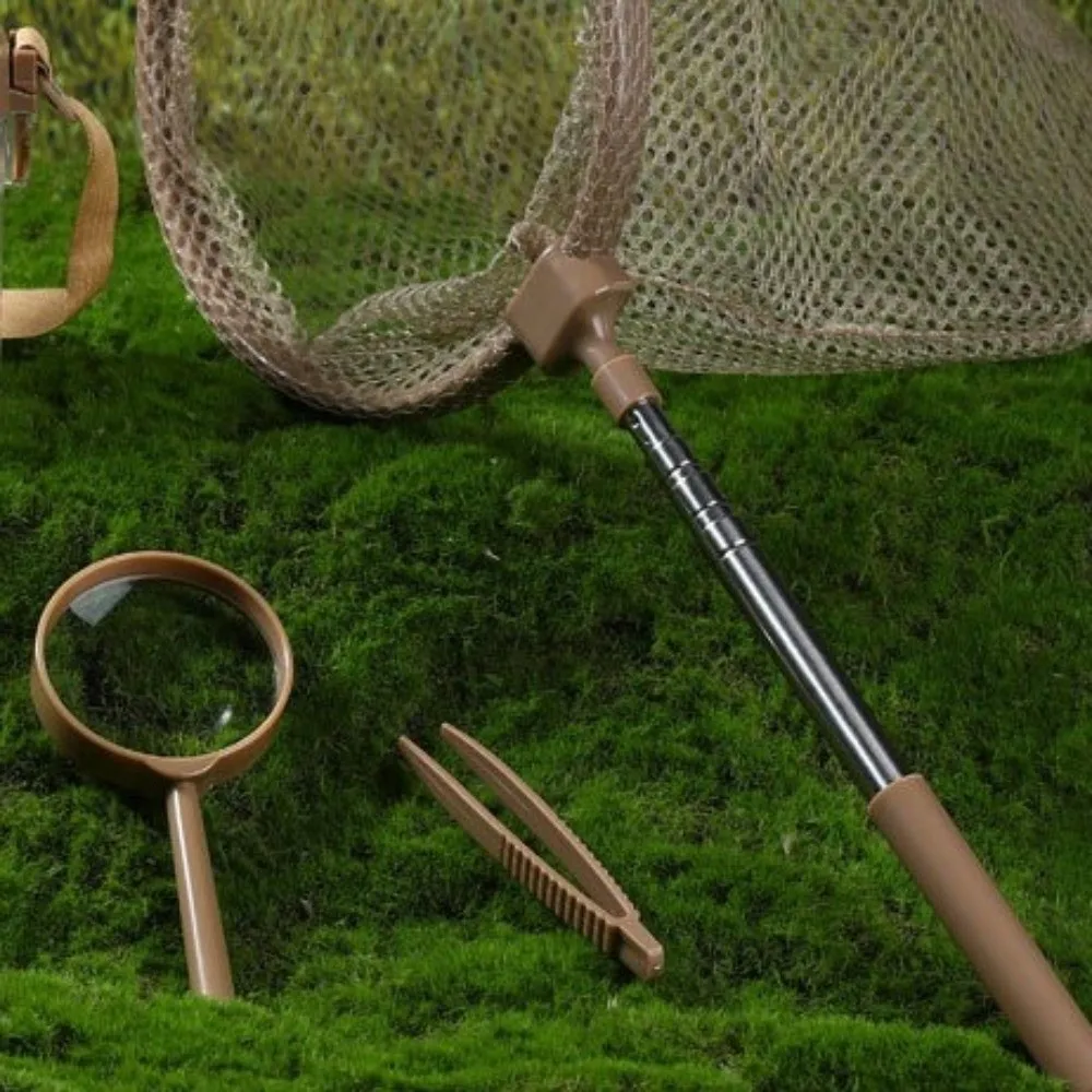 Plastic Outdoor Explorer Kit Breathable Mesh Magnifying Glass Observation Jar Set Carrying Handle Insect Capture Net
