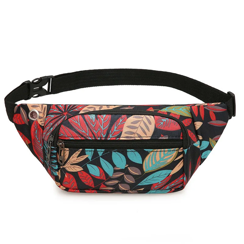 Printed Waist Bags For Women Silver Fanny Pack Female Belt Bag Black Geometric Chest Pack Laser Chest Phone Pouch Bum Bags