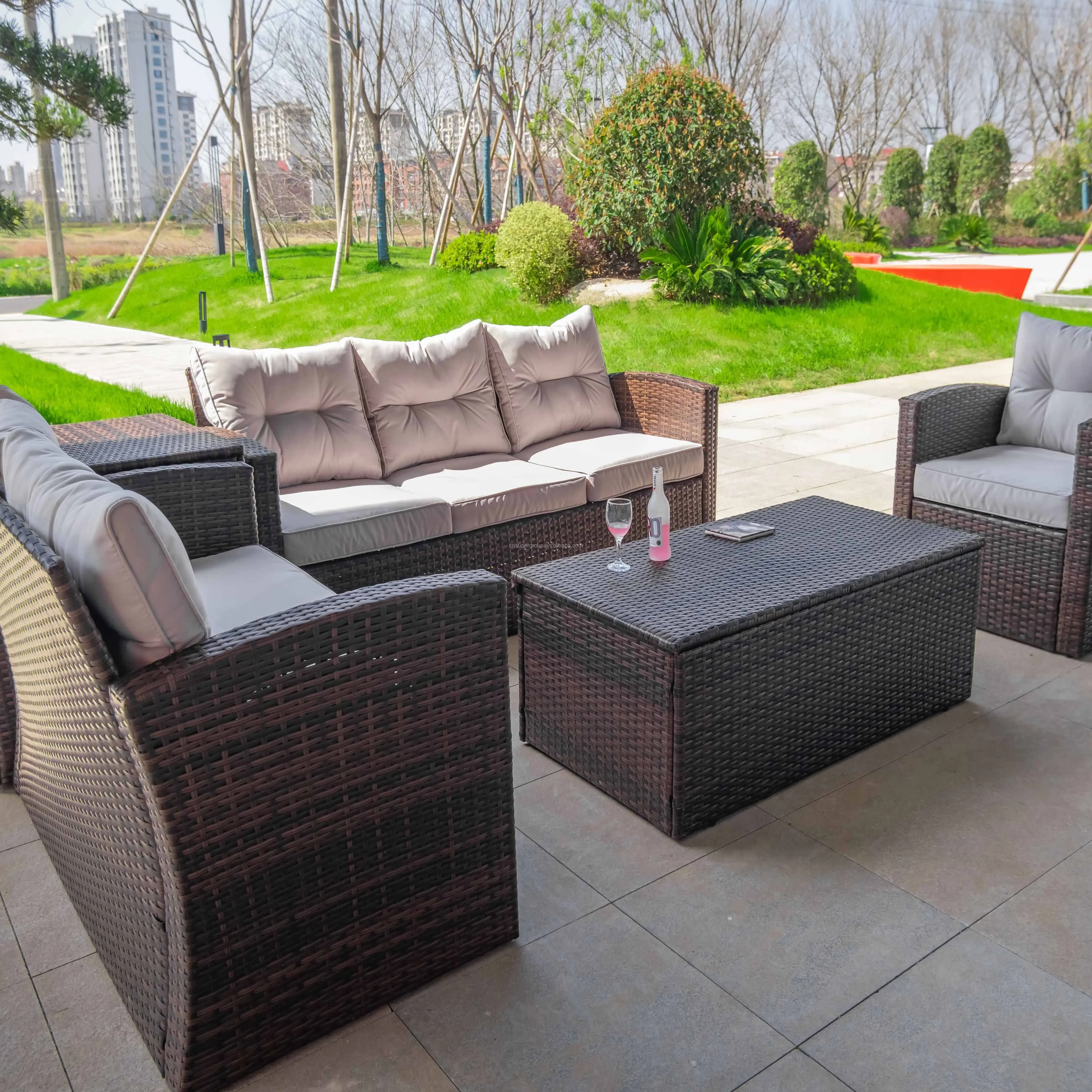 

PE rattan outdoor wicker patio garden sofa fancy sofa and table sets