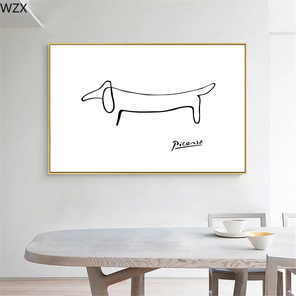 

Picasso Creative Abstract Line Print Dachshund Dog Canvas Nordic Poster Minimalist Wall Art Painting Pictures Living Room Decor