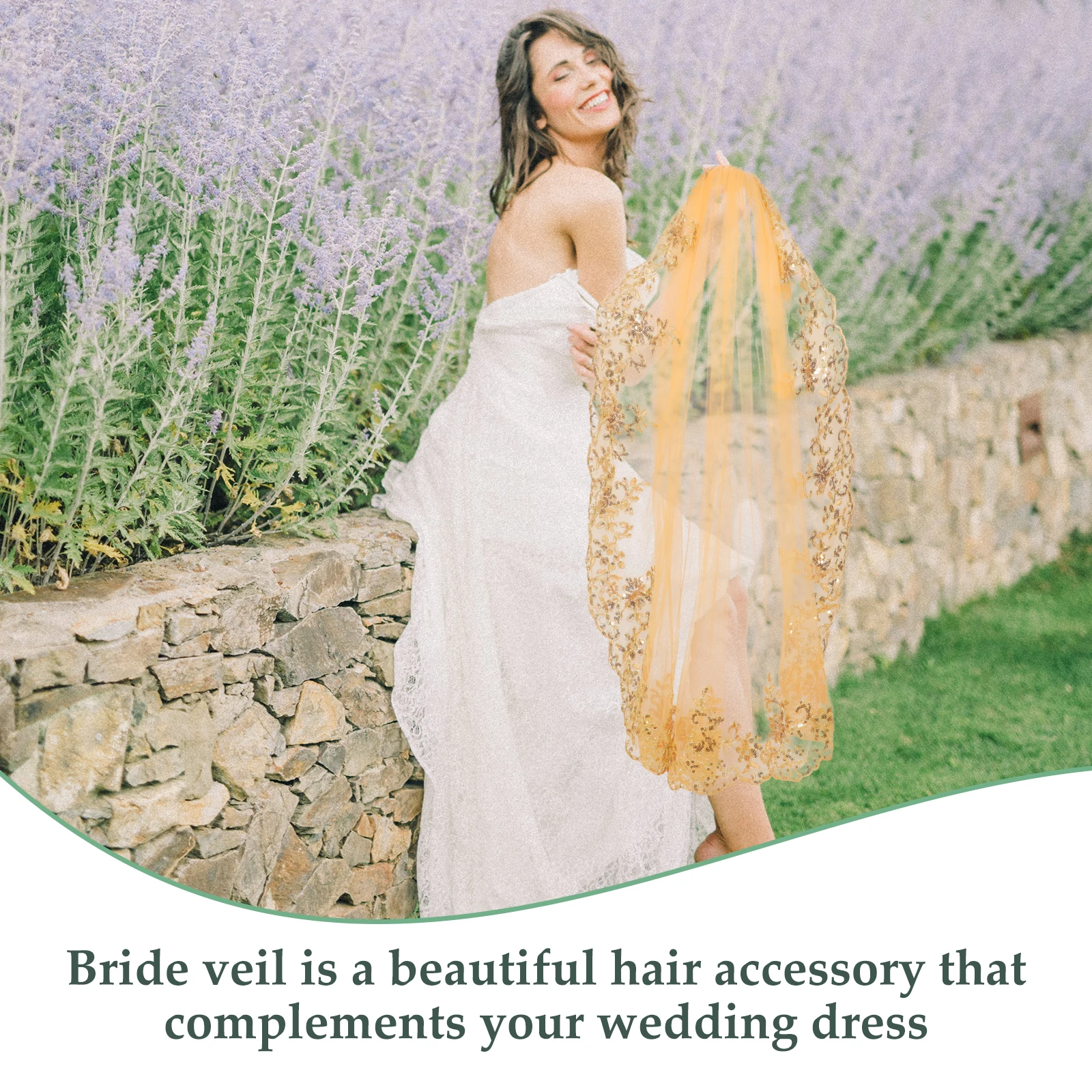 Gouden Bruidssluier Lange Bruidssluier Pailletten Bruiloft Haaraccessoire Feest Vrijgezellendecoratie Lichtgewicht Elegant