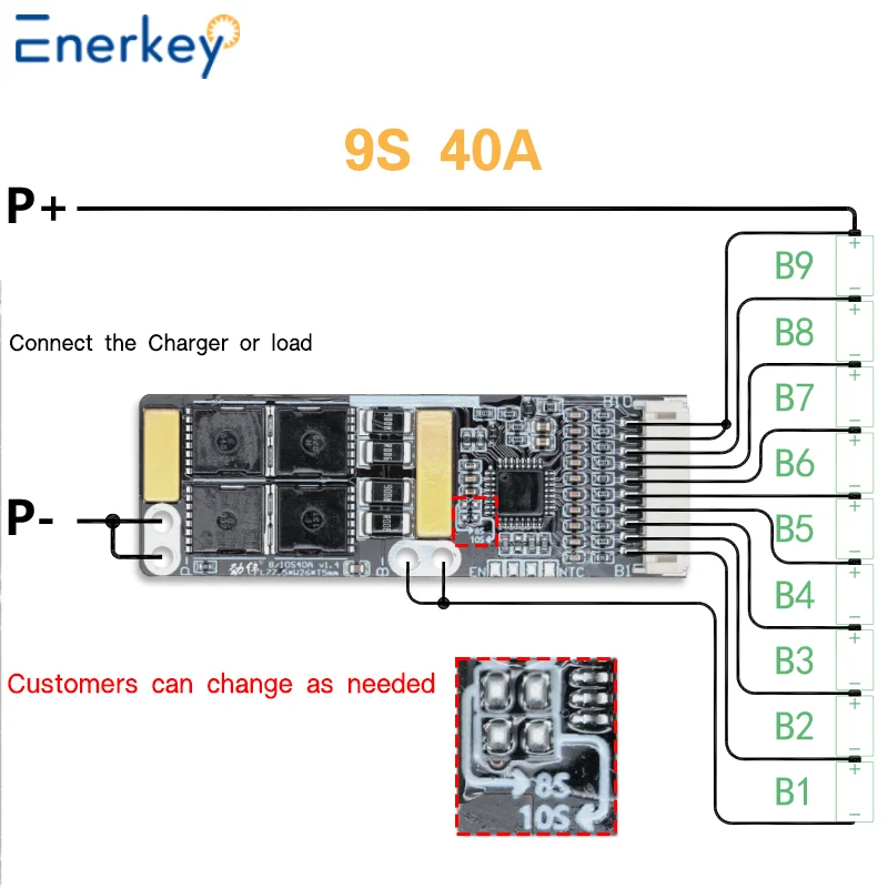 Enerkey Wholesale 8S 9S 10S 40A Li-ionLithium Battery Charger Protection Board BMS Have NTC