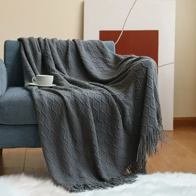 

Nordic Knit Plaid Blanket Super Soft Bohemia Blanket For Bed Sofa Cover Bedspread Plaid On The Sofa Decor Blankets With Tassel