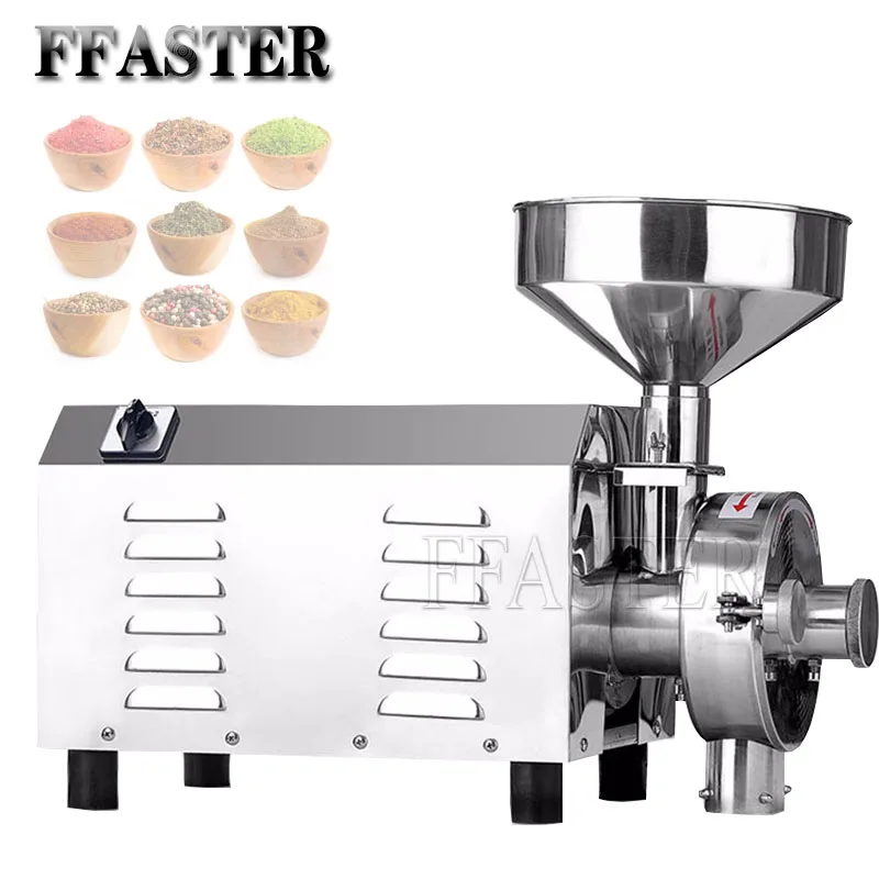 Commercial Grain Grinder High Speed Cereals Spices Powder Crusher Stainless Steel Coffee Grinder