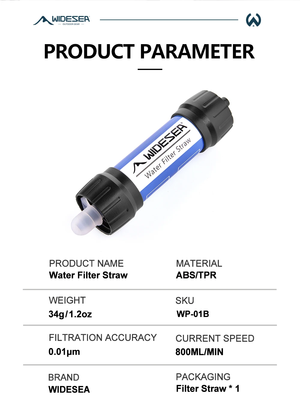 Camping Outdoor Wasserfilter 0,01 Mikron Filtration Tragbarer Wiederverwendbarer Strohhalm Typ mit Hochwertiger Medizinischer Hohlfaser – Detail 2