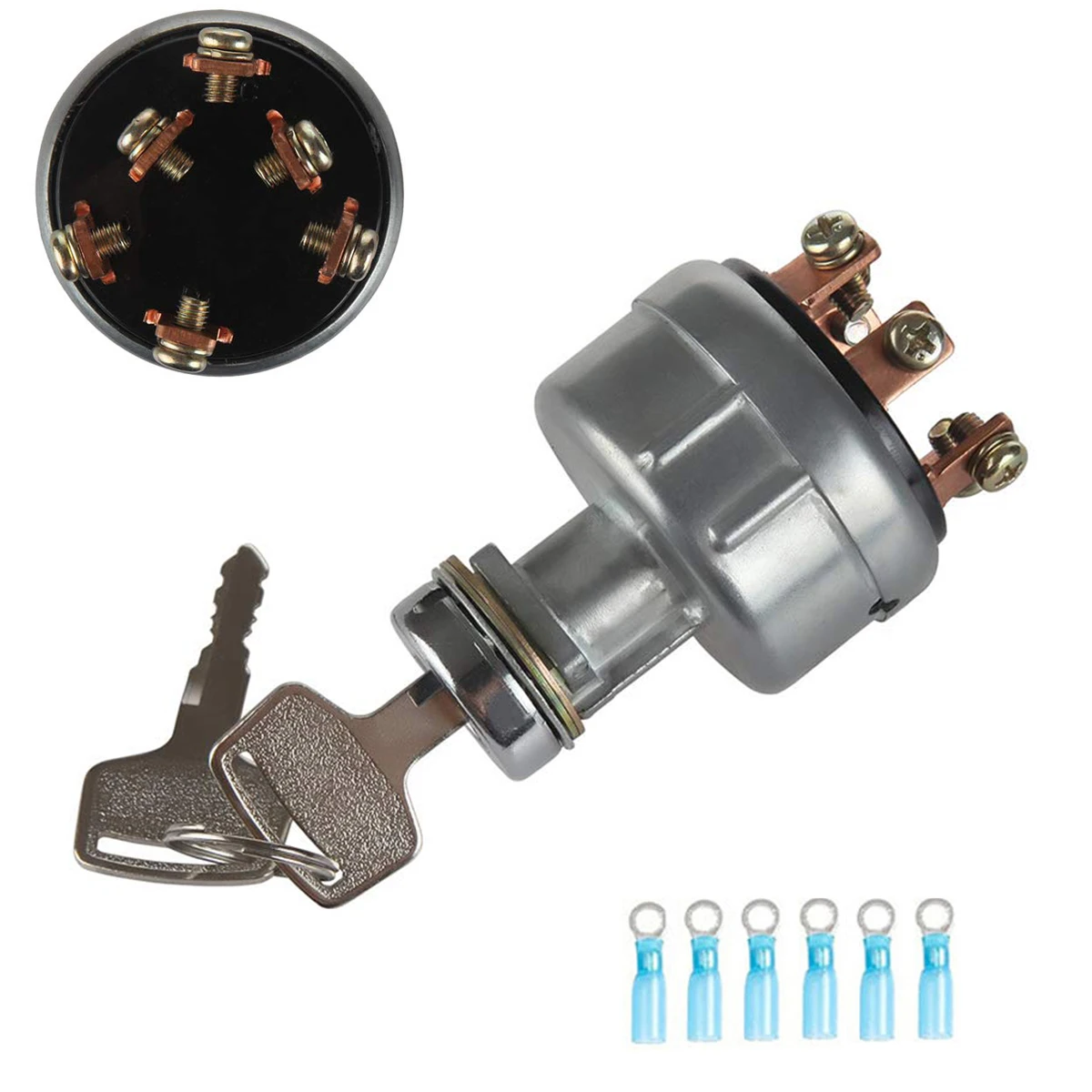 Universal Ignition Switch with 4-Position 6-Terminal lgnition Switch Suit Harvester Tractor, Trailer, Agricultura