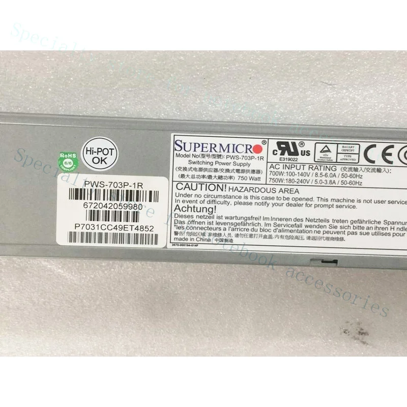 A+ For Supermicro PWS-703P-1R 750W Server Power Supply